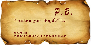 Presburger Bogáta névjegykártya